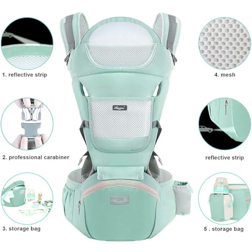 HASTHIP® Soft 6 In 1 Green Baby Carrier With Lumbar Support For Baby With