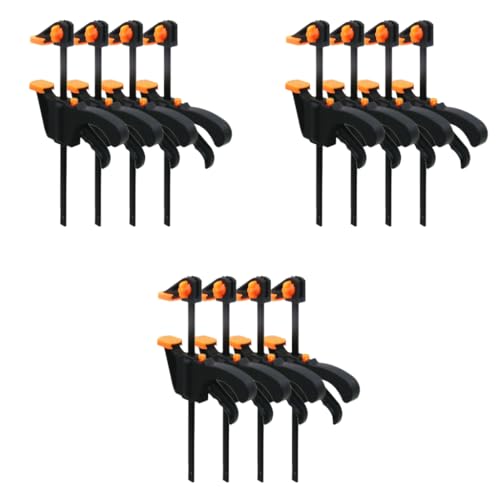 HASTHIP® 12PCS Quick Grip Clamp for Woodworking with Heavy Duty Bar Clamps Two-Way Fixed F Clips for Glass Welding Works and DIY Projects Release