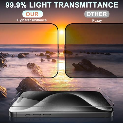 HASTHIP® Tempered Glass Screen Protector for iPhone 13 with Anti Fingerprint, Easy Installation Kit, HD Clarity, Full Coverage, 2 Pack Scratch Resistant Screen Protectors & 1 Lens Protector