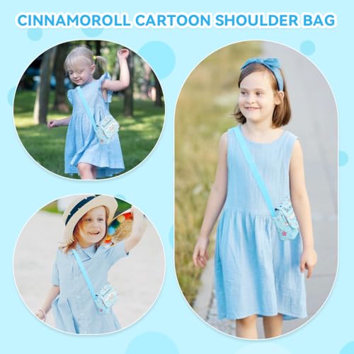 HASTHIP® Sanrio Cinnamoroll Sling Bag for Girls, Kawaii Girls Crossbody Bag Canvas Hand Bag Cartoon Cute Small Phone Bags Purse Coin Wallets Mini Shoulder Bag Gift for Girls Women, 20x15x7cm