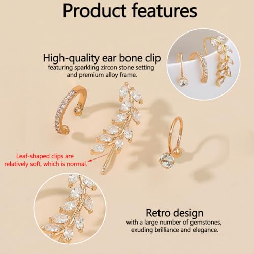 HASTHIP® Ear Cuffs sin Perforación, Pendientes Clip-On Modernos y Cómodos para Mujer y Niña, Joyería Versátil de Alta Calidad, Idea de Regalo Elegante