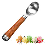 HASTHIP® Ice Cream Scoop, Cookie Scoop,Hafan Food Grade 304 Stainless Steel Icecream Scoops with Wood Handle, Heavy Duty Sturdy Scooper, for Ice Cream, Mashed Potato Scooper, Fruits, Cookies