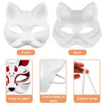 HASTHIP® 5pcs Cat Mask DIY Kit, Blank White Cat Face Masks for Kids Halloween, Graffiti Paintable Masquerade Costume Craft with Acrylic Paints, Brush Pens, Tassel & Sakura Bell Charms