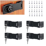 HASTHIP® 4 Set Door Lock with Key Locking Hasp Stainless Steel Knob Key Latch for Drawer Lock Cupboard Locks for Wardrobes Hasp Lock Catch Latch Safety Locks for Home, Office, Doors - Black