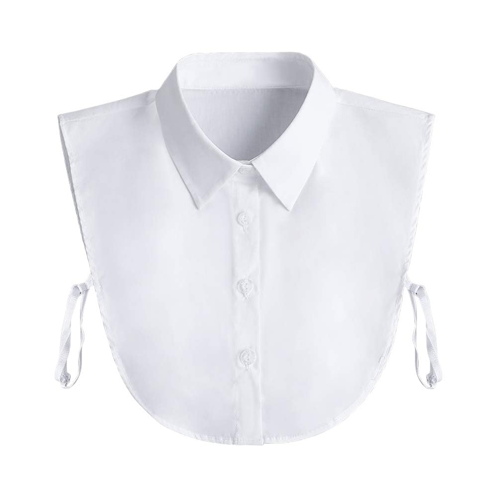 ZIBUYU® Women Detachable Collar White Cotton Half Shirt Detachable False Shirt Collar Women and Girls (Free Size)