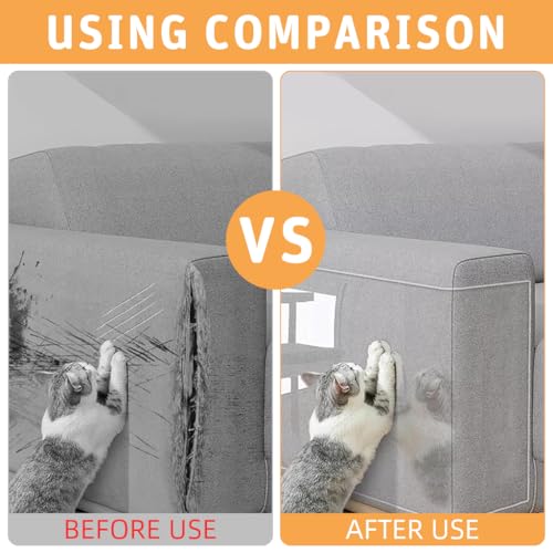 HASTHIP® Cat Scratch Furniture Protector Tape, Extra-Thick Clear Adhesive Guard for Leather & Wooden Surfaces, Couch & Sofa Shield, Claw Resistant Vinyl Sheet 45x300cm