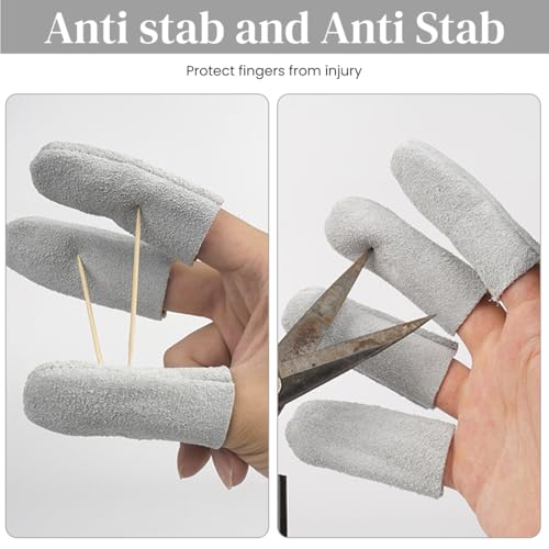 HASTHIP® 10Pcs Convertible Finger Cots,Thicken Synthetic Flocking Finger Sleeves,Reusable Guards for Carving Engraving Art Crafting Woodworking Fingertip Protectors One Size