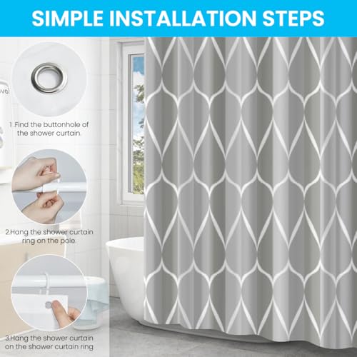 HASTHIP® Minimalist Grey Waterproof Shower Curtain for Bathroom, 71"x71", Durable Fabric with Weighted Hem, Includes Hooks, Mould Proof, Quick-Drying, Stylish Modern Bathtub/Shower Stall Curtain