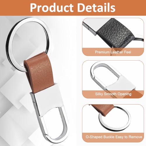 HASTHIP® 2Pcs Leather Car Keychain, Men's and Women's Keys with Gift Box, Genuine Leather Keychain with Key Ring and Belt Buckle, Gifts for Men and Women