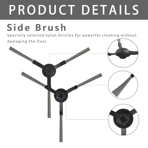 HASTHIP® 4Pcs Side Brushes Compatible with Mi Robot Vacuum-Mop P, Replenishment Kit for Mi Robot Vacuum Cleaner, Replacement Accessories Replacement Parts for Mi Mop P - Cleaning Tools