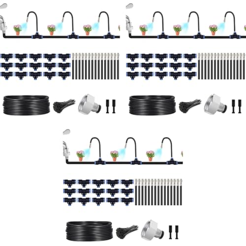 HASTHIP® Automatic Garden Watering System Slow Drip Irrigation Kit with Tee Connector Water Dripper for Plants with 15M Long Pipe Outdoor Lawn Equipment 3 PCS