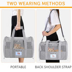 HASTHIP® Cat Carrier Bag, Breathable Cat Bag Mesh Pet Carrier, Multifunctional Folding Pet Carrier with Food Box & Handle & Shoulder Strap (43X30X28cm)