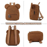HASTHIP® Kawaii Bear Ear Kids Backpack, Soft Plush School Bag for Boys & Girls, Cute Small Preschool & Kindergarten Backpack, Adjustable Straps, 27x13x28cm, Brown Toddler Bag for Children