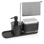 HASTHIP® Kitchen Soap Dispenser 2 In 1 Cleanser Dispenser with Sponge Drain Rack Kitchen Detergent Dispenser Multipurpose Bathroom Liquid Hand Soap HandDispenser Bar Soap Holder