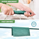HASTHIP® 15-Count Large Microfiber Cleaning Cloth Kitchen Absorbent Cleaning Rags Reusable Washable Rags Traceless Pot Cleaning Rags Pre-Cut Tear Away Microfiber Kitchen Towels, 25x60cm, Green