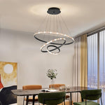 HASTHIP® 2025 Upgrade crystal lampshade，Modern LED Chandelier 64W Three-Ring Geometric Hanging Lamp
