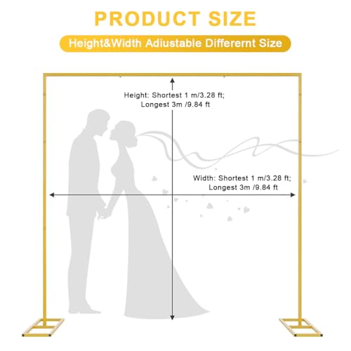 HASTHIP® Heavy Duty Backdrop Stand 9.85x9.85ft Adjustable Photography Background Support System with Carrying Bag, Photo Video Studio Banner Stand Kit for Wedding Parties Events Decoration