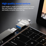 HASTHIP® 4 in 1 OTG Adapter,USB Camera Connector with Lightning,USB-C Micro USB and 3.0 Ports Compatible with iOS 13 & Above Android Devices iPhone iPad Flash Drive Keyboard Mouse