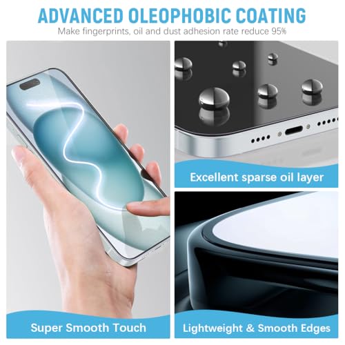 HASTHIP® Privacy Screen Protector foriPhone 15 6.1 inches Tempered Glass Easiest 2-Step Installation Auto-Alignment HD Screen Protector Kit with 2 Pieces Screen Protectors and Accessories