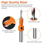 HASTHIP® 10Pcs Wood Countersink Drill Bit Set, with 5Pcs Extra Pilot Drill Bit,5/16" Round Shank, Hex Key Wrench, Counter Sinker for Woodworking, 5 Sizes 2.8X10, 3.0X10, 3.2X10, 3.5X10, 4.0X10