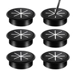 HASTHIP® 6 Pack Desk Cable Grommets 2.36 Inch Round Wire Organizer Port Hole Covers, Plastic Table Cord Management Gasket for Office, Home, Computer Desk, Power Cords, Cable Tidy, Black