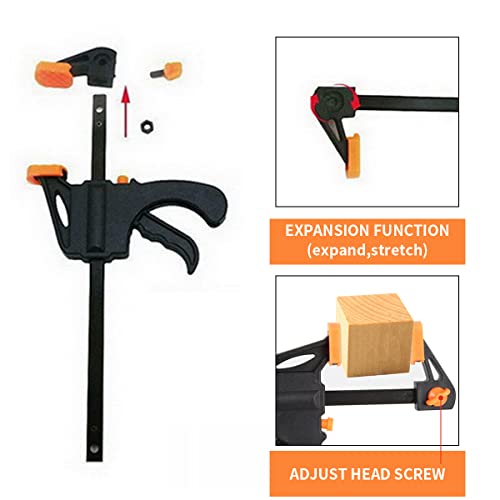 HASTHIP® 12PCS Quick Grip Clamp for Woodworking with Heavy Duty Bar Clamps Two-Way Fixed F Clips for Glass Welding Works and DIY Projects Release