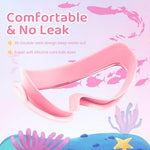 HASTHIP® Girls Swimming Goggles & Swim Cap Set, Kids Anti-Fog UV Protection Goggles with Integrated Ear Plugs, No Leak Swim Goggles Clear Vision, Cartoon Swim Goggles Kids for Children Age 6-14
