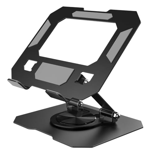 HASTHIP® Foldable & Adjustable Laptop and Tablet Stand Holder, 360° Rotating Metal Ergonomic Riser with Ventilated Cooling, Anti-Skid Support for Desk, Compatible with 4.7"-12.9" iPad Pro/MacBook