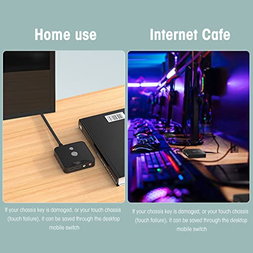 HASTHIP® Desktop PC Power Switch, Computer On/Off Button with 2 USB Ports & 3.5mm Audio Jacks, 1.6M Extension Cable, ATX Power Supply Control, Push Button for Desktop Computer, Laptop Host