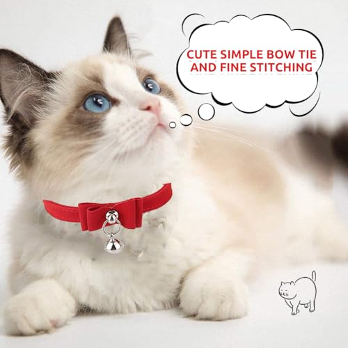 HASTHIP® Cat Collar, Adjustable Cat Belt, Strong Breakaway Buckle Cat Collar with Bell, Velvet Neck