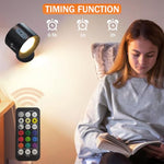 HASTHIP® Dual Head RGB LED Wall Lights for Home, 360° Rotatable Magnetic Rechargeable Lamp with Remote, 5 Brightness Levels, Metal Modern Light for Bedroom, Study, Closet