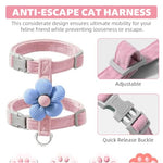 HASTHIP® Cat Harness with Leash for Kittens with Quick Release Buckle, Escape-Proof Cute Flower Cat Belt for Outdoor Walking & Travel (S, Chest 25-41cm, Neck 20-30cm)