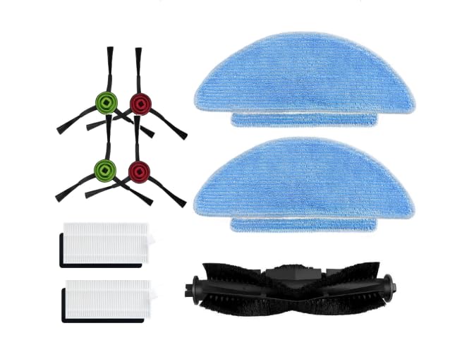 HASTHIP® Replacement Vacuum Cleaner Accessories for AGARO Alpha Robot Vacuum Cleaner, with 1 Main Brush, 4 Side Brushes, 2 Mop Cloth, 2 Filters.