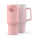 HASTHIP Silicone Sleeve for 40 oz Stanley Cup with Anti Slip Grip and Pink Protective Cover