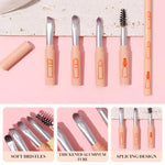 HASTHIP® BrandName 4 in 1 Makeup Brush Set, Mini Travel Makeup Brushes, Portable Stackable Eyebrow, Powder, Eyeshadow, Lip Brushes for Foundation, Blush, Concealer, Highlighter, Compact Multi-Function