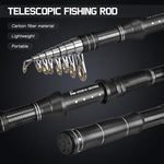 HASTHIP® Fishing Rod Bait Set, Telescopic Carbon Fiber Pole, Spinning Reel Combo Kit with Accessories & Bag, Freshwater/Saltwater Travel Gear for Beginners