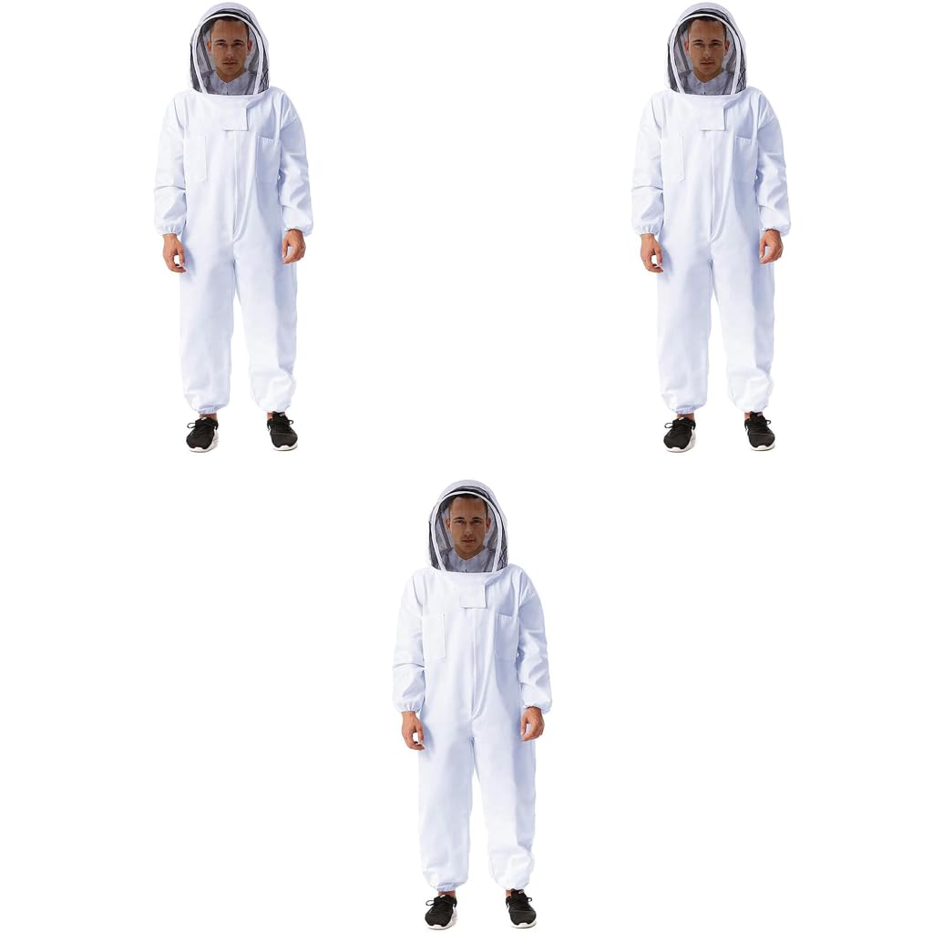 HASTHIP Bee Suit for Beekeeping with Mesh Face Hood and Elastic Cuffs | Fits 175–185cm Adults