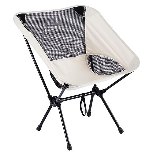 HASTHIP® Portable Chairs for Travelling, Camping with Carry Bag 600D Oxford Cloth Chair for Garden, Balcony, Outdoor Camping Folding Chair for Travel Small Foldable Chair Supports (300 Lbs) - White