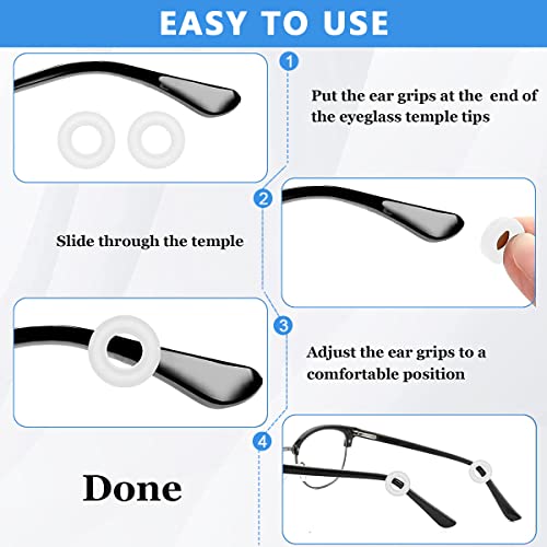 HASTHIP® 10 Pairs Glasses Ear Grip Silicone Eyeglasses Temple Tip Sleeve Retainer Holder Comfort Anti-Slip Retainers for Spectacle Sunglasses Reading Eyewear Black Clear 3 PCS
