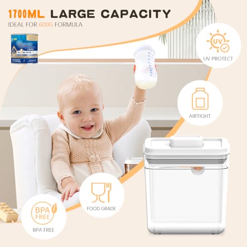 HASTHIP® 1700ml Baby Formula Dispenser with Scoop and Leveller, Foodgrade PP Anti-Leak Milk Powder Dispenser Container, Baby Snack Storage Container for Outdoor Travel Home, BPA Free