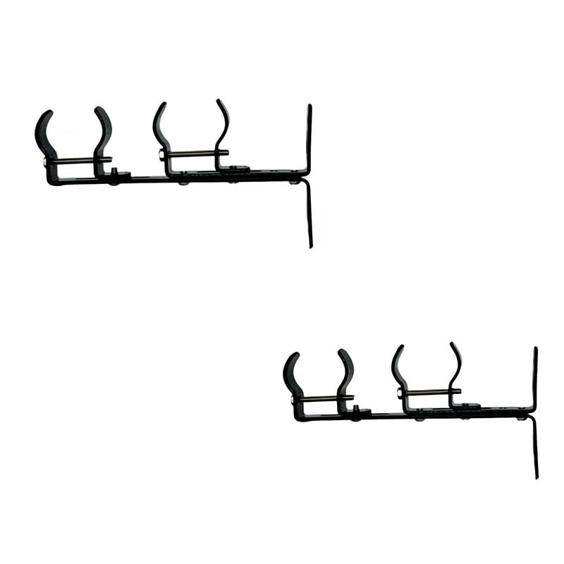 HASTHIP® Double Layer Wall Mounted Curtain Rod Brackets with Screw Kit, Telescopic Carbon Steel Curtain Holders, Black Finish Drapery Rod Support Brackets for Window Treatment Hardware