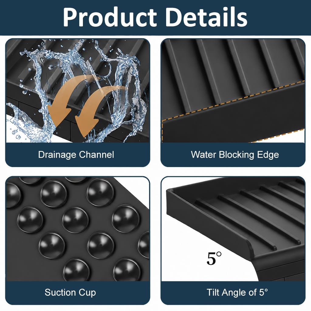 HASTHIP Silicone Sink Edge Protector, 4 x 24 in, 5mm Thick with 5 Degree Drainage Slope