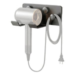 HASTHIP Wall-Mounted Hair Dryer Holder in Carbon Steel with U-Shaped Soft Rubber Support and Cord Hook