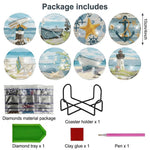 HASTHIP Diamond Painting Coaster DIY Kit with Beach Designs and Included Holder for Home Decor