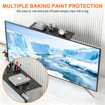 HASTHIP Adjustable Steel TV Top Shelf with Storage Box and No-Drill Mounting, Black Finish
