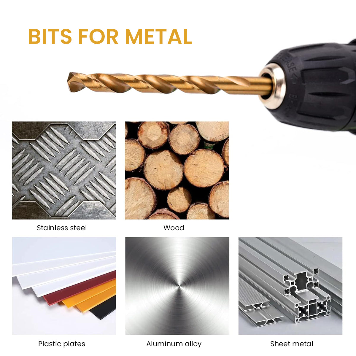 HASTHIP® 99Pcs Drill Bit Set, 135° Tip Titanium Coated High Speed Steel, Twist Drill Bit Kit for Iron,