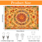 HASTHIP® Sun and Moon Tapestry, Aesthetic Sun Moon Sunflower Tapestry, Retro Tapestries Wall Art Tapestry Cover Wall Hanging Room Decor for Bedroom Livingroom, 51x59 inches