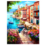 HASTHIP® Diamond Painting Kit 12x16 inch DIY Diamond Art Craft Kit Lakeside Town Scenery Diamond Painting Material Kit for Home Wall Decor Home Gift, with Tools and Accessories