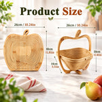 HASTHIP Foldable Bamboo Fruit Basket with Space-Saving Design and Stable Cross-Support Base