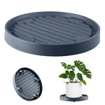 HASTHIP® Plant Caddy 28.3cm Dia Moving Plant Tray Flower Pot Stand with 4 Hidden Wheels, Grooved Surface Plant Caddy Planter Moving Tray